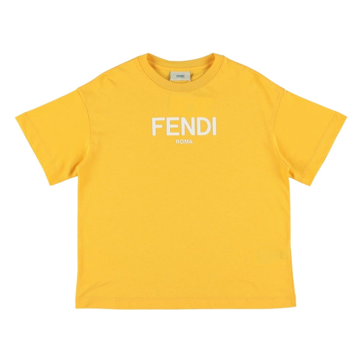 Fendi Roma Playera Amarilla Logo Blanco
