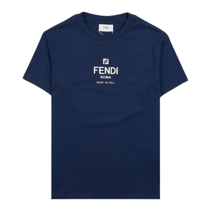 Fendi Roma Playera Azul Marino Logo Blanco