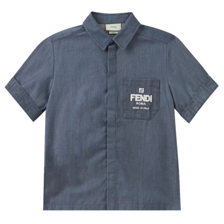 Fendi Roma Camisa Negra Bordada