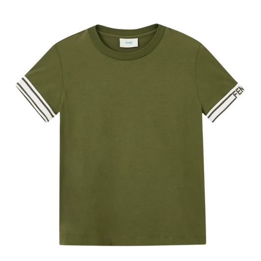Fendi Playera Verde con Detalle en Mangas