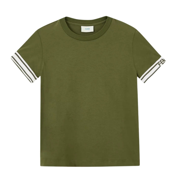 Fendi Playera Verde con Detalle en Mangas