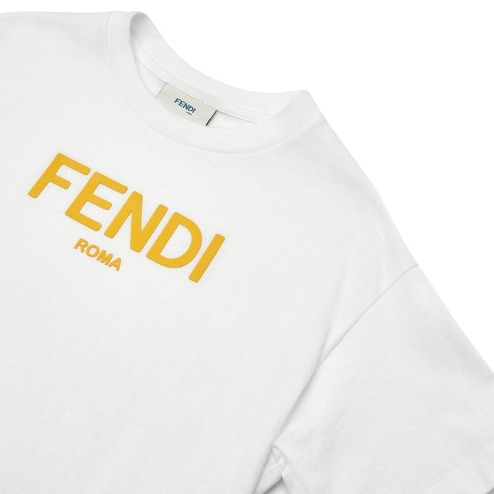 Fendi Roma Playera Blanca Logo Amarillo
