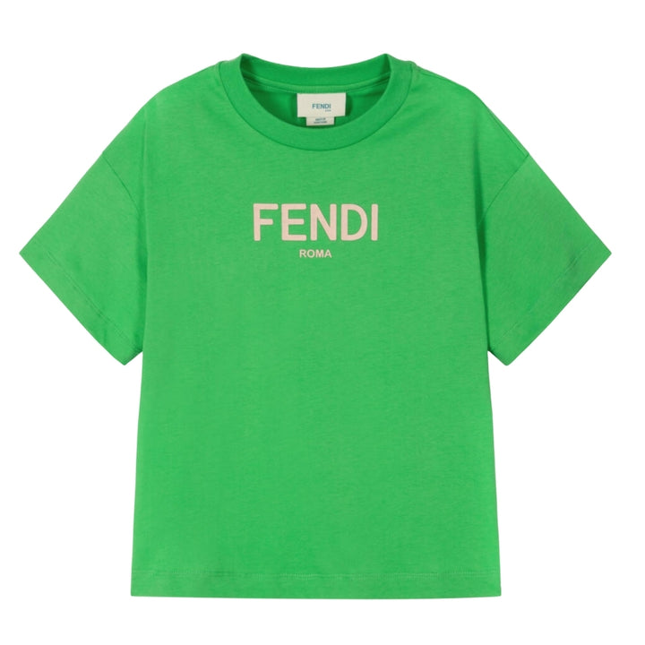 Fendi Roma Playera Verde Logo Blanco