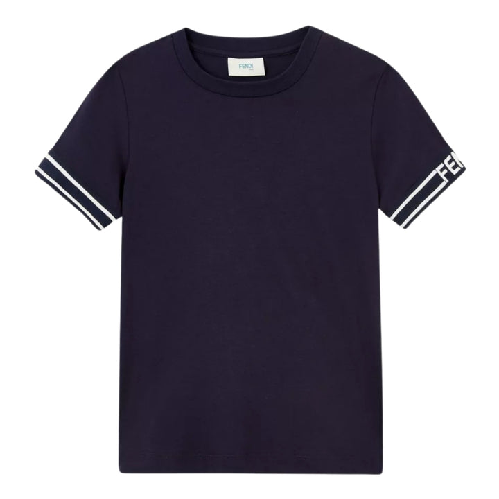 Fendi Playera Negra con Detalle en Mangas