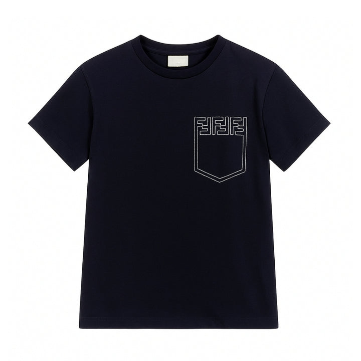 Fendi Playera Azul Marino con Bolsillo Monograma