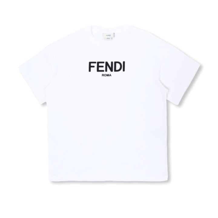 Fendi Roma Playera Blanca Logo Negro