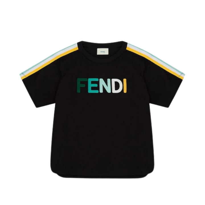 Fendi Playera Negra Logo Multicolor