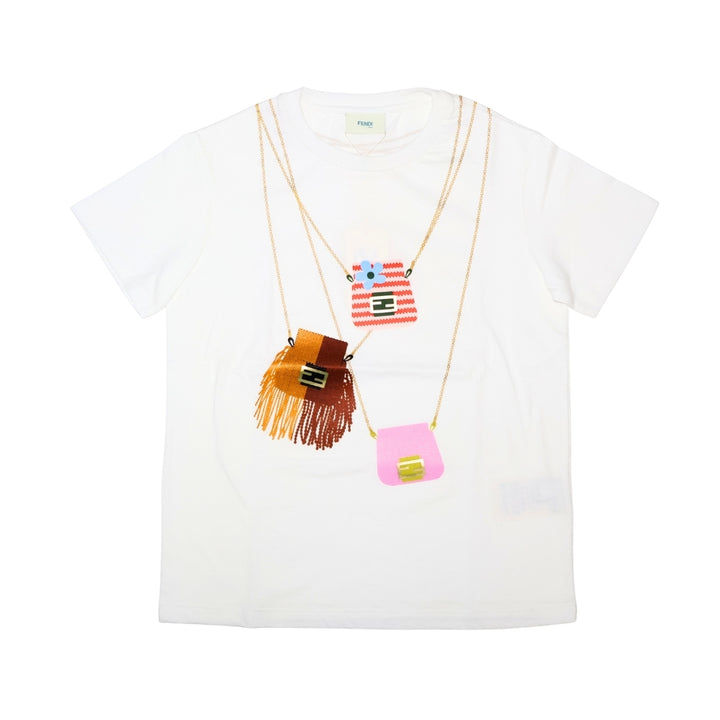 Fendi Playera Blanca Estampado Bolsos
