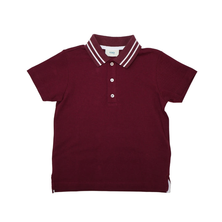 Fendi Polo Vino con Cuello a Rayas