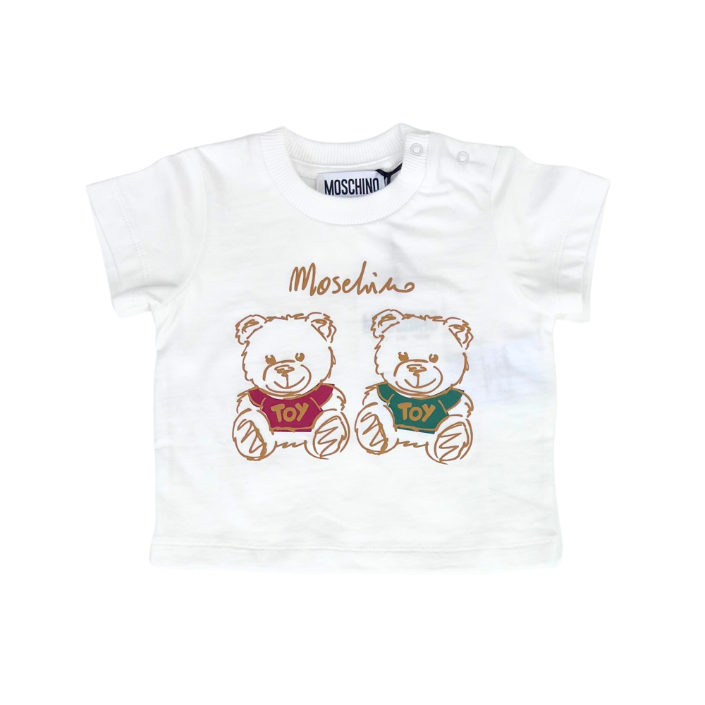 Playera Moschino Baby Blanca con Doble Teddy Toy