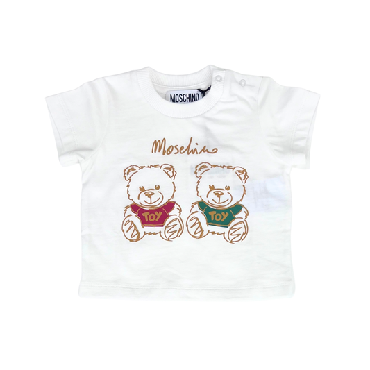 Playera Moschino Baby Blanca con Doble Teddy Toy
