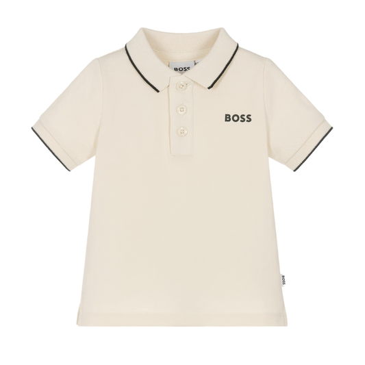 Playera Polo Boss Infantil Beige Clásica