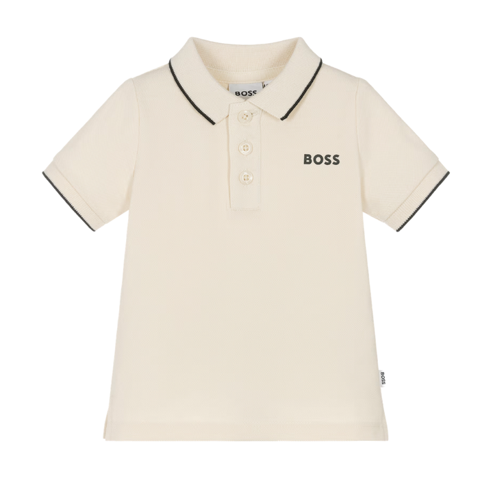 Playera Polo Boss Infantil Beige Clásica