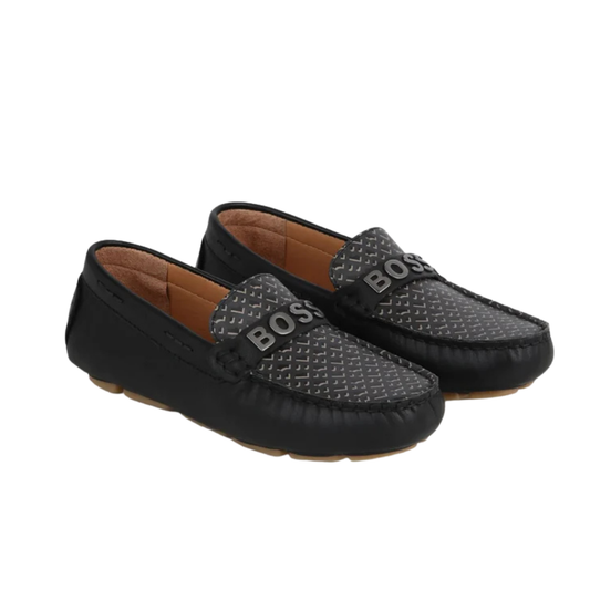 Mocasines Boss Negros con Monograma