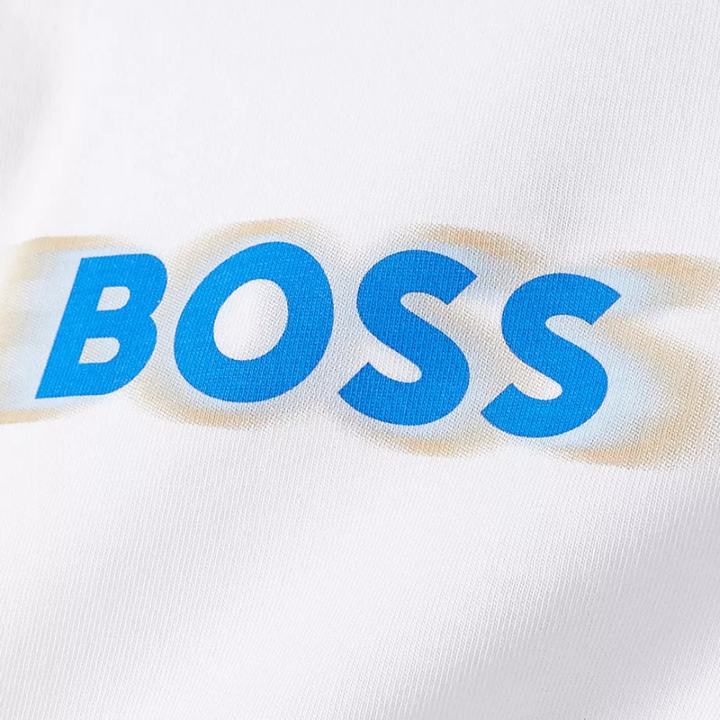 Playera BOSS Infantil Blanca con Logo Frontal Difuminado