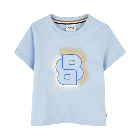 Playera BOSS Infantil Azul Cielo con Logo Frontal B