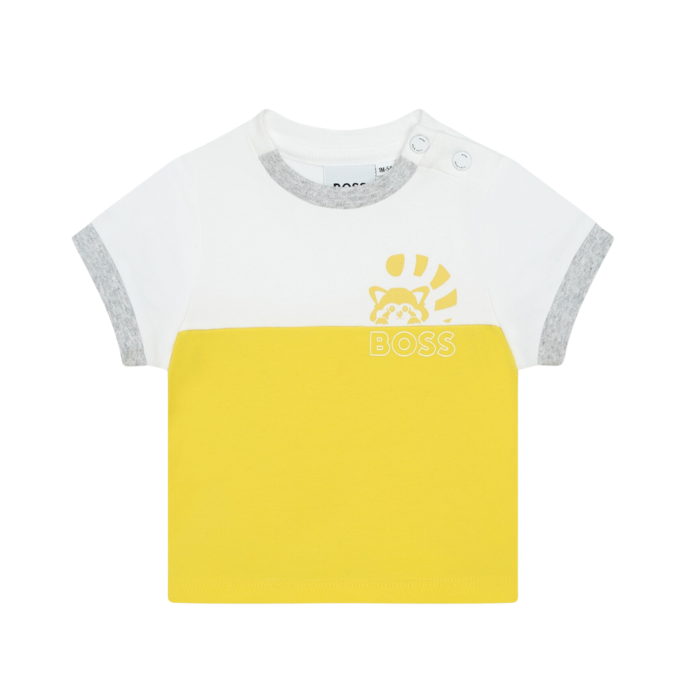 Conjunto Infantil BOSS Blanco, Amarillo y Gris