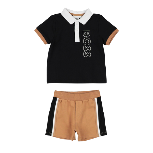 Conjunto infantil tipo polo negro Boss