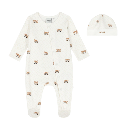 Set  para Bebé BOSS con Mameluco y Gorro Estampado