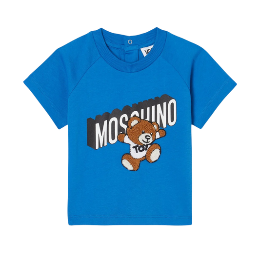 Playera Moschino Baby Azul con Teddy Toy Bouclé