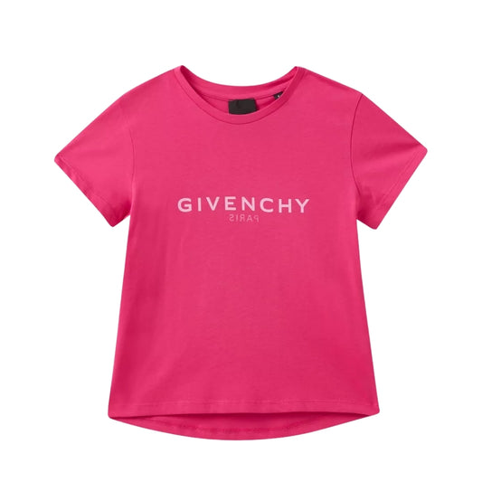 Givenchy Playera Fucsia Niño Logo Blanco