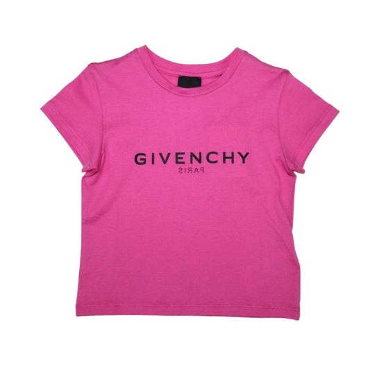 Givenchy Playera Fucsia Niña Logo Negro