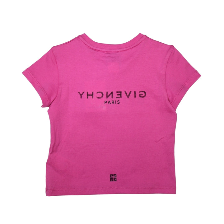 Givenchy Playera Fucsia Niña Logo Negro
