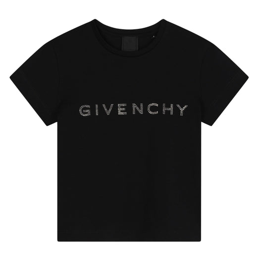 Givenchy Playera Negra Niña Logo Brillante