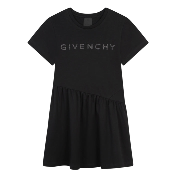 Givenchy Vestido Negro Niña Logo Brillante
