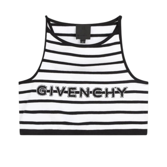 Givenchy Top Rayas Niño Logo Bordado Negro