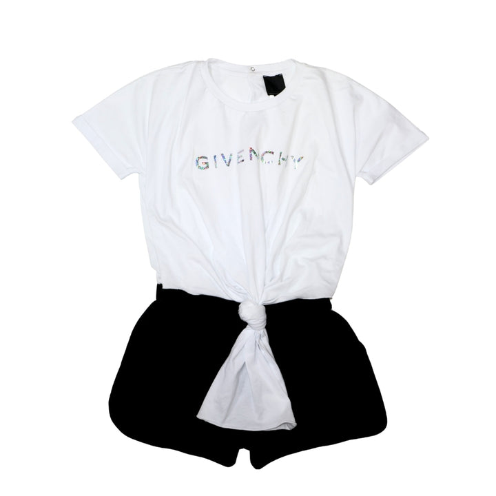 Givenchy mono Blanca Niño Nudo Frontal Logo Tornasol