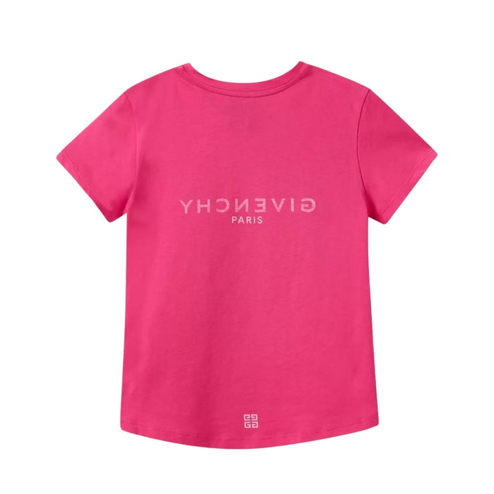 Givenchy Playera Fucsia Niño Logo Blanco