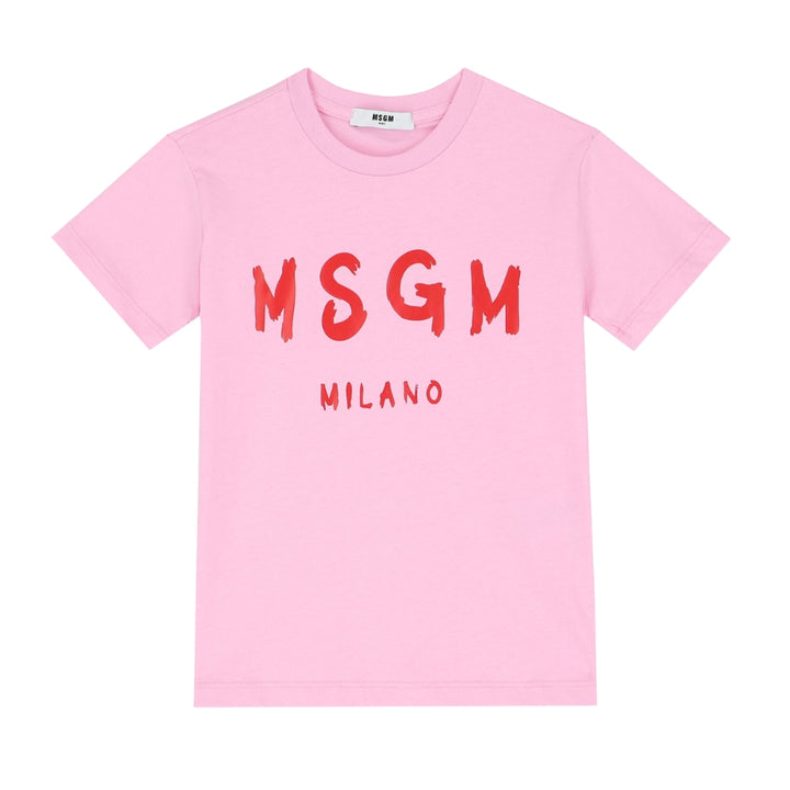 MSGM Playera Rosa bebe Logo Rojo