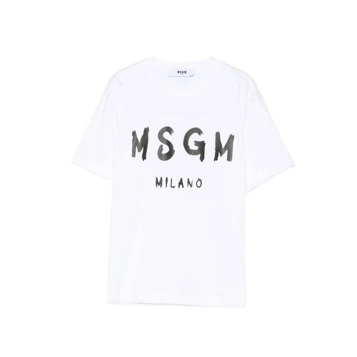 MSGM Playera Blanca BEBE Logo Negro