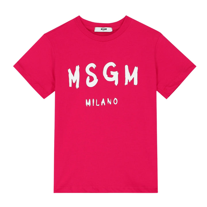 MSGM Playera Fucsia BEBE Logo Blanco