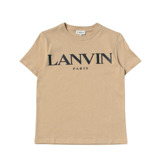 Lanvin Playera Beige Niño Logo negro