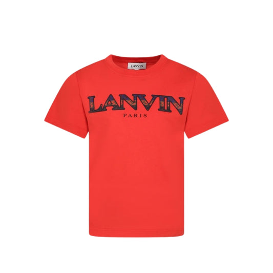 Lanvin Playera Roja Niño Logo Camuflaje