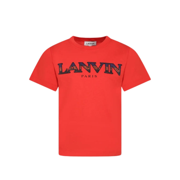 Lanvin Playera Roja Niño Logo Camuflaje