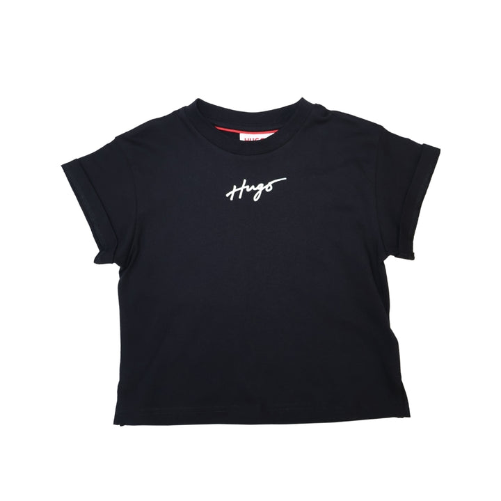 Blusa HUGO Negra con Logo Estampado para Niña
