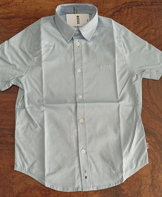 Camisa Infantil BOSS Manga Corta Azul Cielo