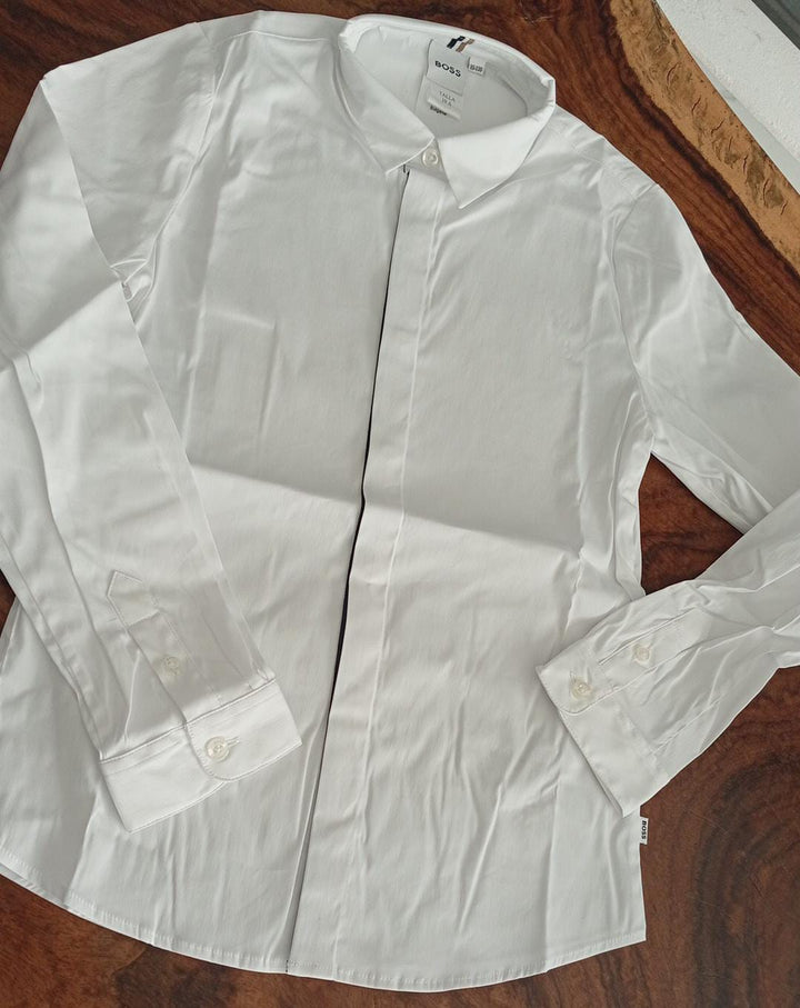 Camisa BOSS Blanca de Manga Larga para Niño