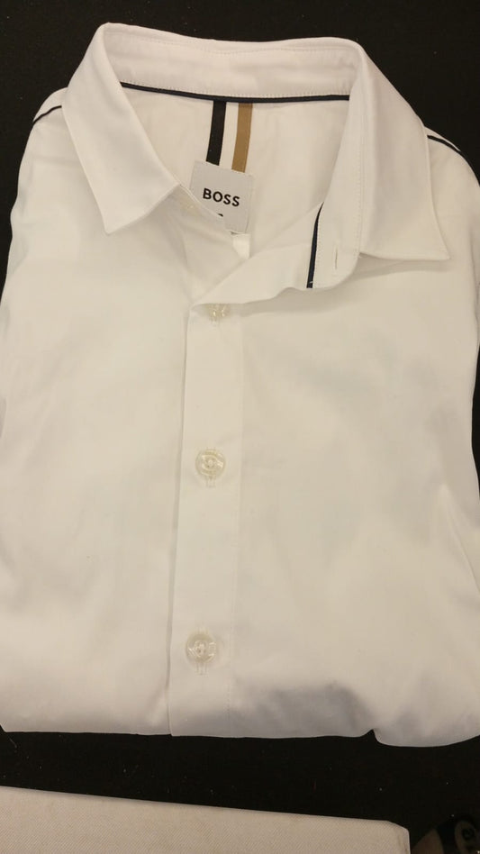 Camisa BOSS Blanca de Manga Larga para Niño
