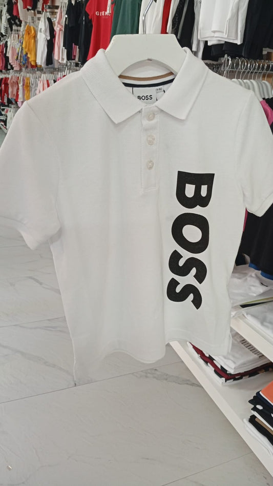 Playera Polo BOSS Infantil de Piqué con Logo Oversize