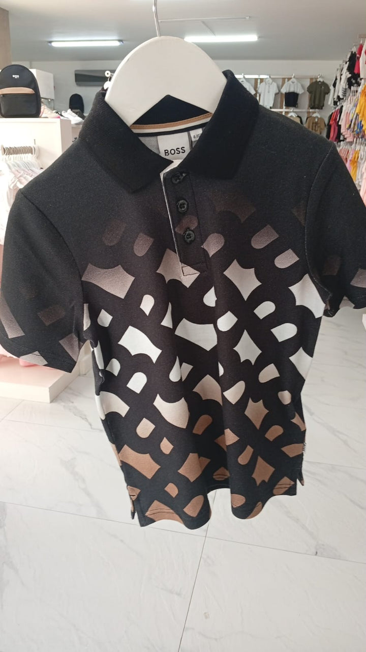 Playera Polo Boss para Niño con Estampado Monograma Integral