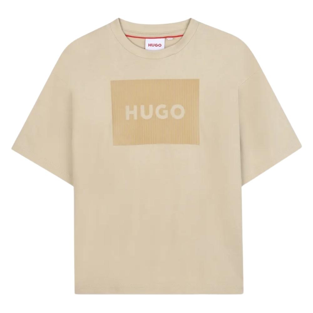 Playera HUGO Kids Beige logotipo en relieve
