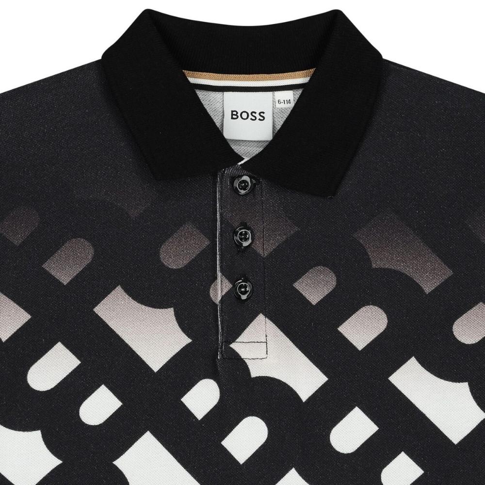 Playera Polo Boss para Niño con Estampado Monograma Integral