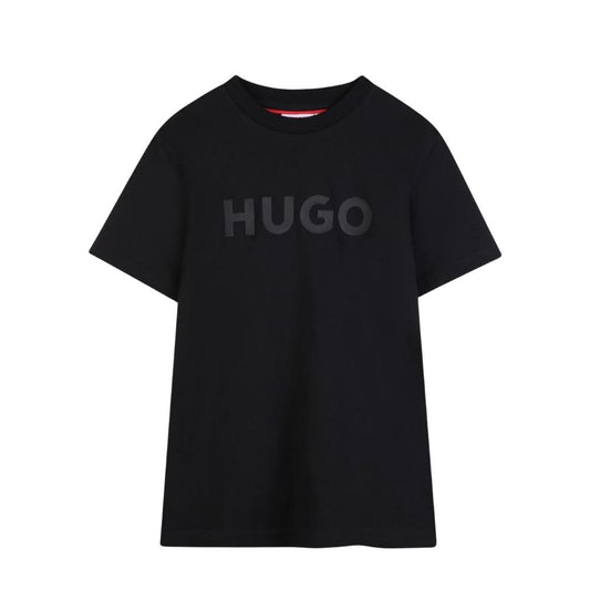 Playera HUGO Negra para Niño | Logo Tonal al Frente