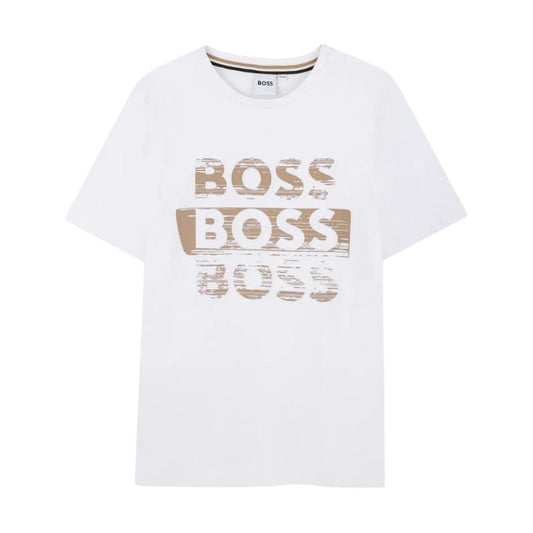 Playera BOSS Kids  Blanca con Estampado Gráfico Frontal