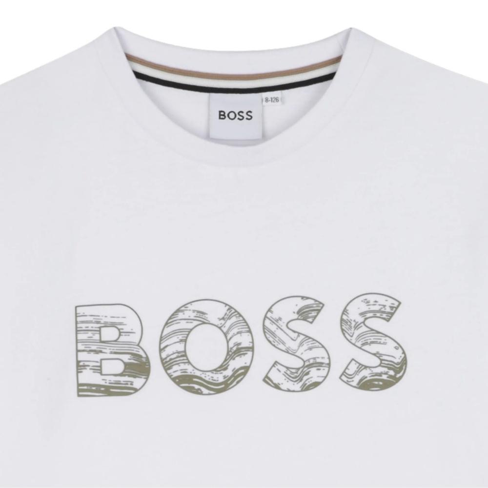 Playera BOSS Kids Blanca con Logotipo Frontal