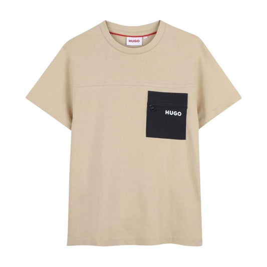 Playera HUGO Kids Beige con bolsillo frontal
